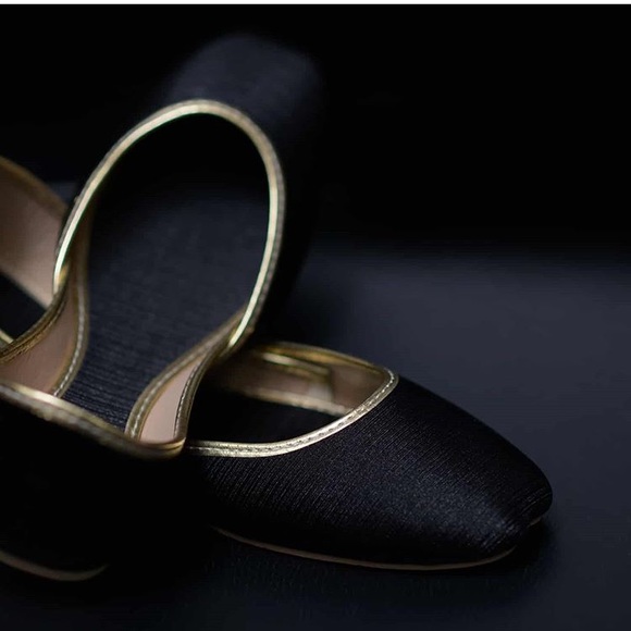 Woman flats shoes, khussa, black, 8US, jutti - Picture 4 of 8